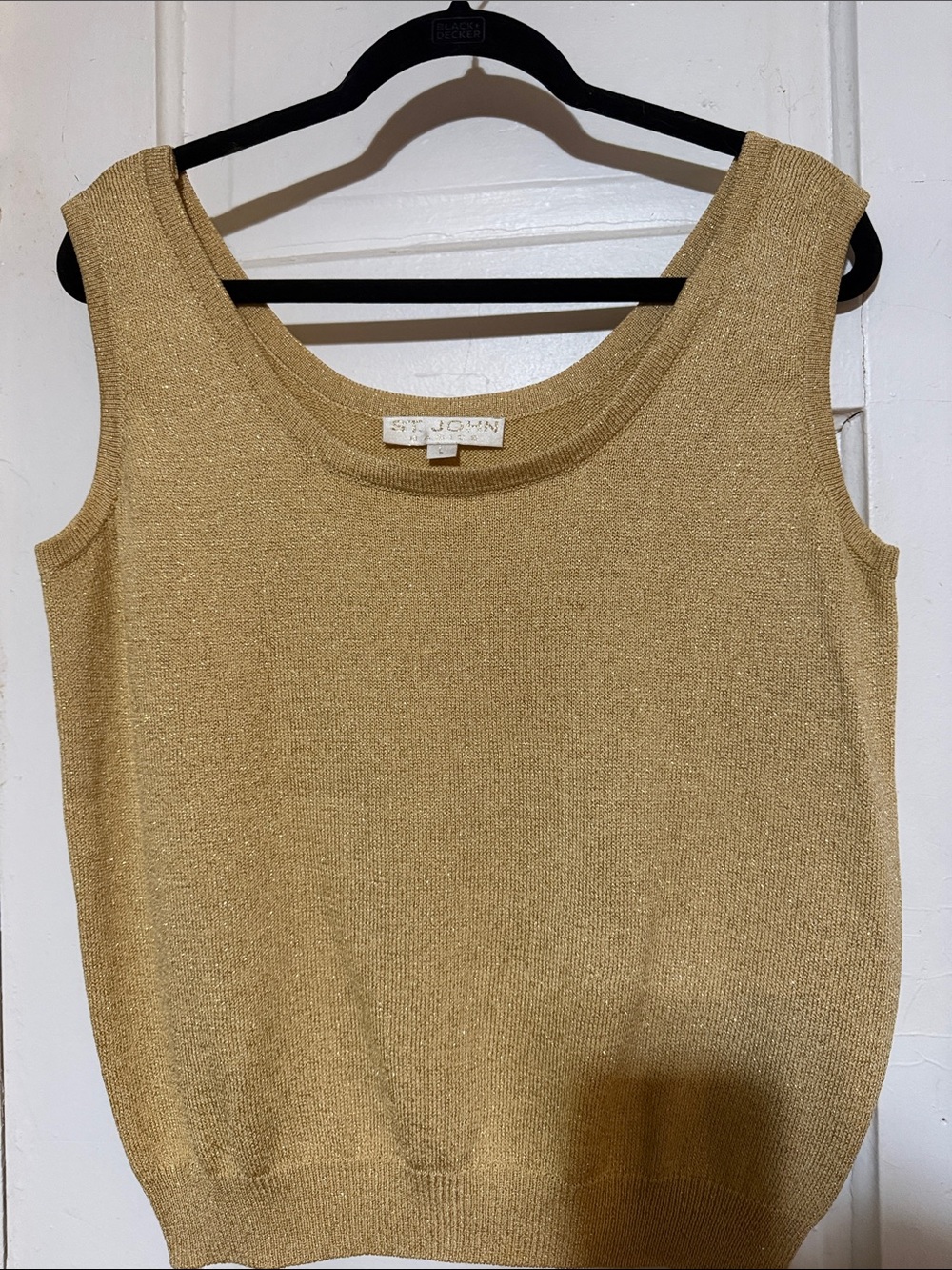 St. John Collection Metallic Gold Knit Tank Top